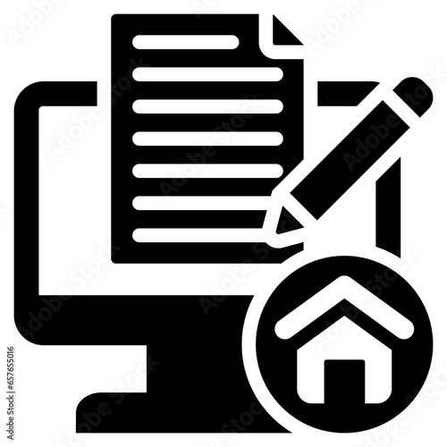 Online Homework Glyph Icon