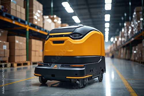 Automated guided vehicle in warehouse logistic.
