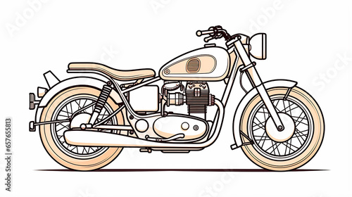 motocicleta Desenho de uma linha isolado em fundo branco