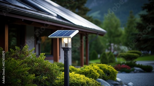 Solar powered home lights decorate the house