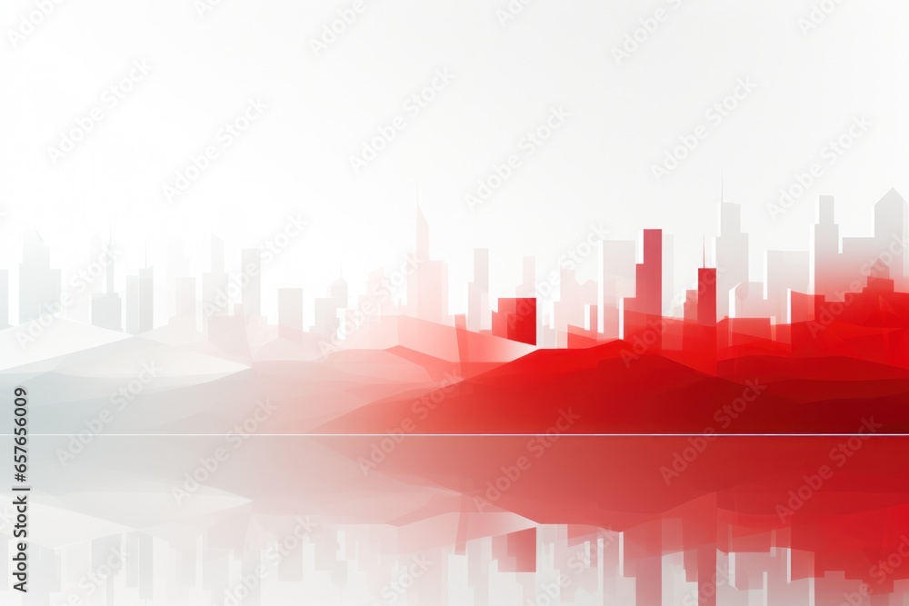 Business slide background white and red. Generative AI.