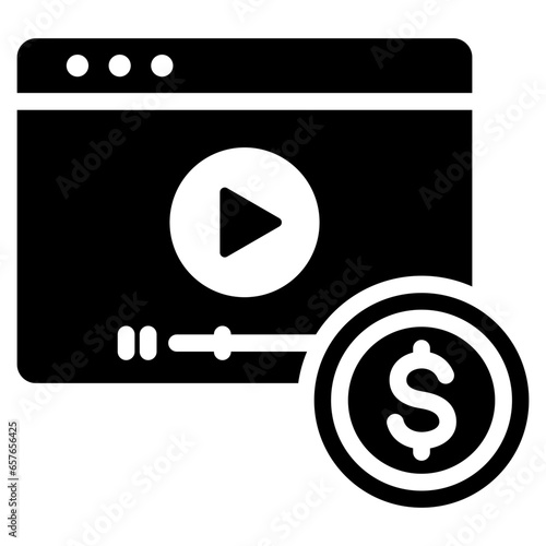 Video Monetization Glyph Icon