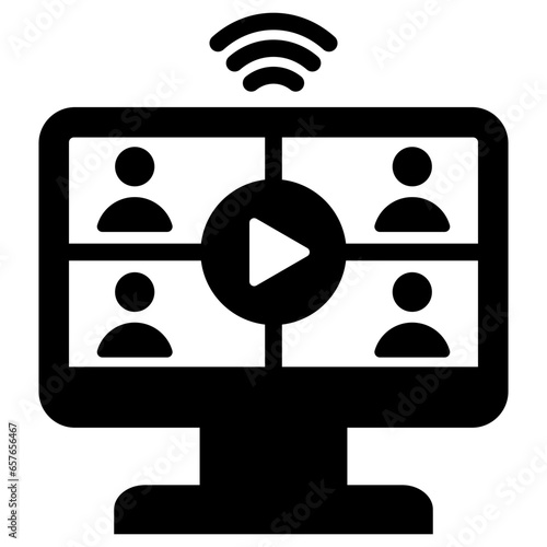 Video Conference Glyph Icon