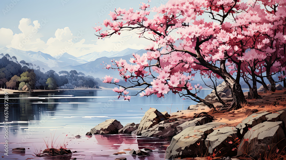 Serene Watercolor Nature: Vibrant & Dreamy