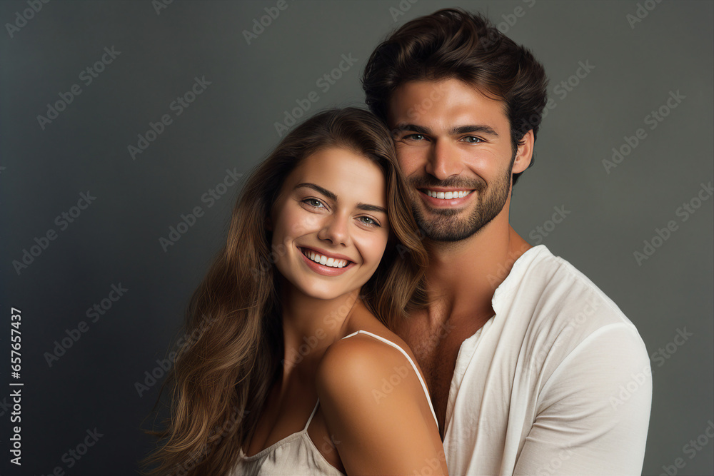 Generative AI portrait picture of happy couple spending time together hugging kissing Generative AI portrait picture of happy couple spending time together hugging kissing