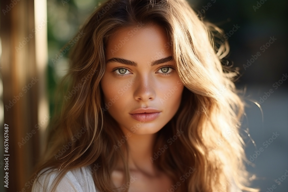 Generative AI picture of stunning attractive young girl in the city lights backdrop Generative AI picture of stunning attractive young girl in the city lights backdrop