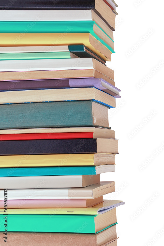 Stack of different colorful books. Copy space. Isolated on white Stack of different colorful books. Copy space. Isolated on white