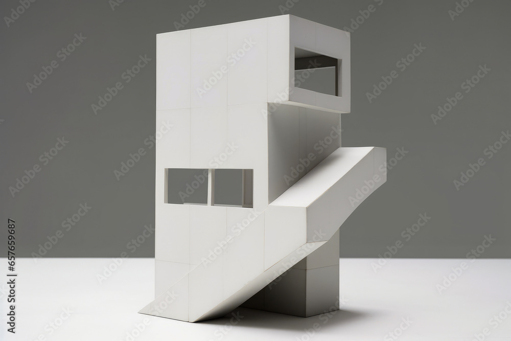 White model of house with staircase leading to it. White model of house with staircase leading to it.