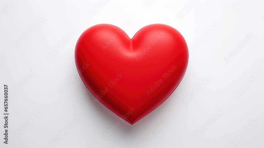 Valentines Day, red heart on white background