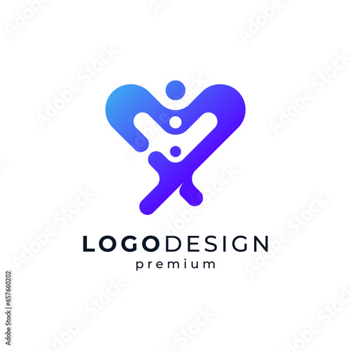 people and love for childcare, peoplecare, charity or orphanage logo design
