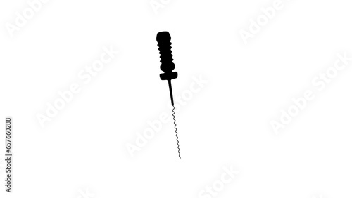 The barbed broach is used to remove the majority of tissue from inside a tooth. It is inserted into the tissue so its barbs will grab the tissues when the tool is removed, A vector stock illustration