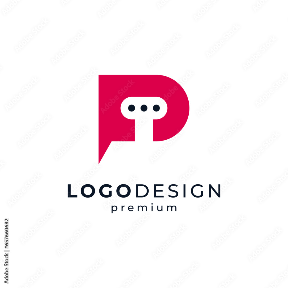 letter P with dialogue balloon for painter talk and community logo design letter P with dialogue balloon for painter talk and community logo design