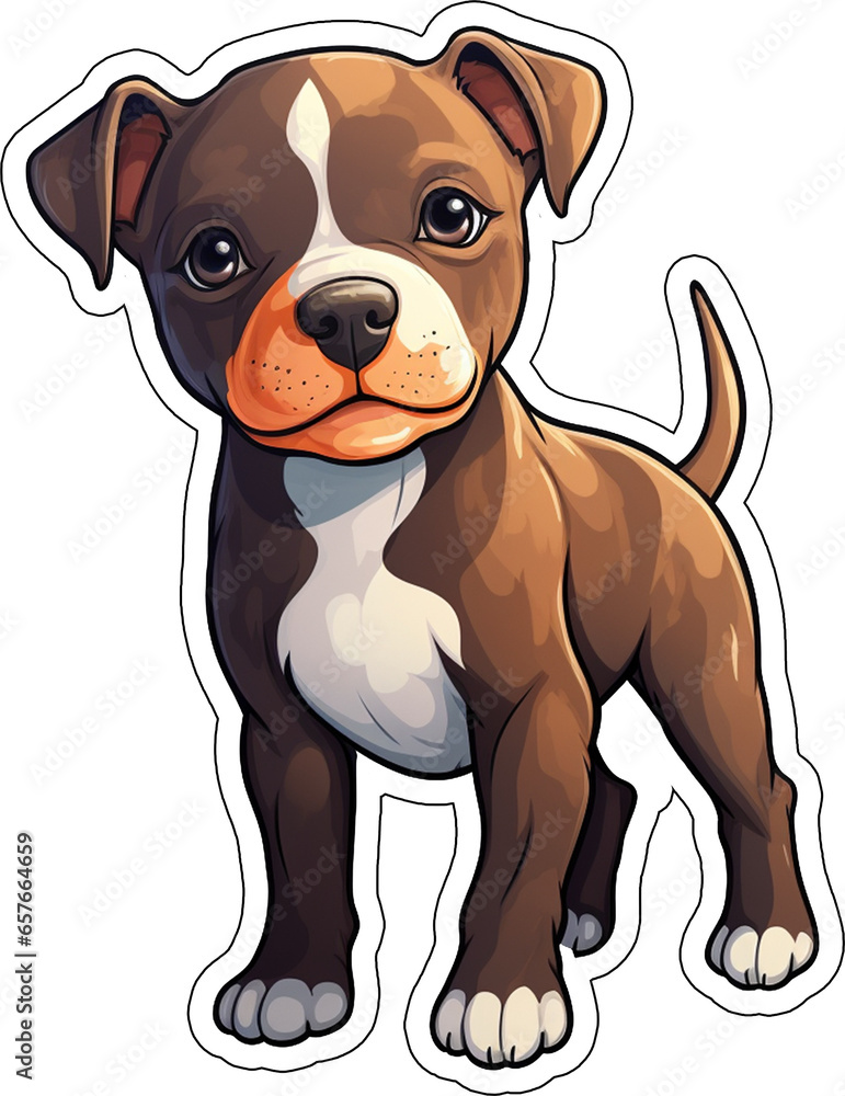 Fototapeta premium Stafford Dog Sticker with cut lines