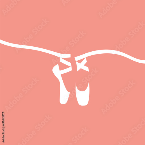 pink ballet pointes. dance studio symbol - vector illustration. eps 10
