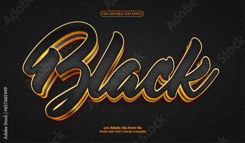 Black golden 3d fully editable premium vector text effect