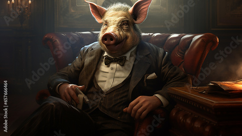 porco magnata empresário de sucesso  photo