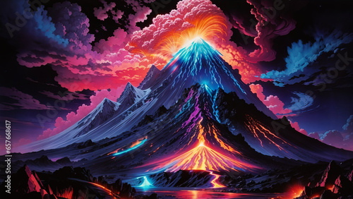 Burning volcano in the sky Wallpaper 8K