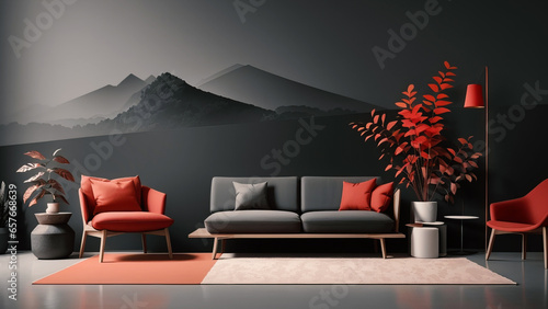 Modern living room with sofa Wallpaper 8K