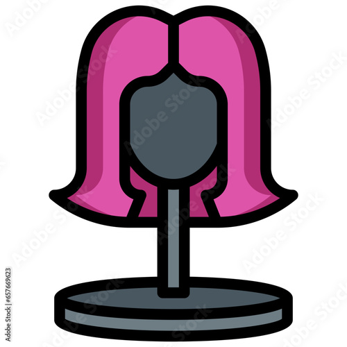 wig filled outline icon,linear,outline,graphic,illustration