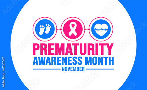 November is Prematurity Awareness Month background template. Holiday concept. background, banner, placard, card, and poster design template with text inscription and standard color. vector.