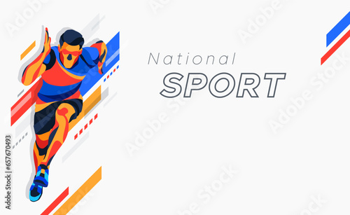 national sports day celebration concept, sports athlete running. world national sports celebration. sports background