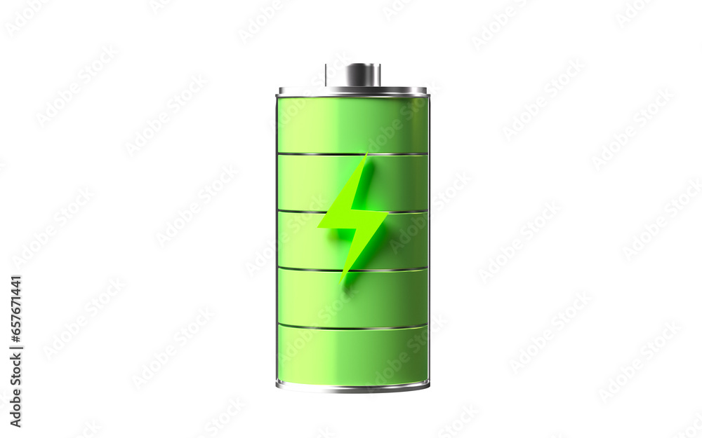 A battery with a charging mark, 3d rendering. A battery with a charging mark, 3d rendering.