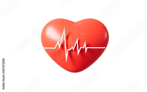 Canvastavla Human heart beat rate line and cardiogram pulse heartbeat, 3d rendering