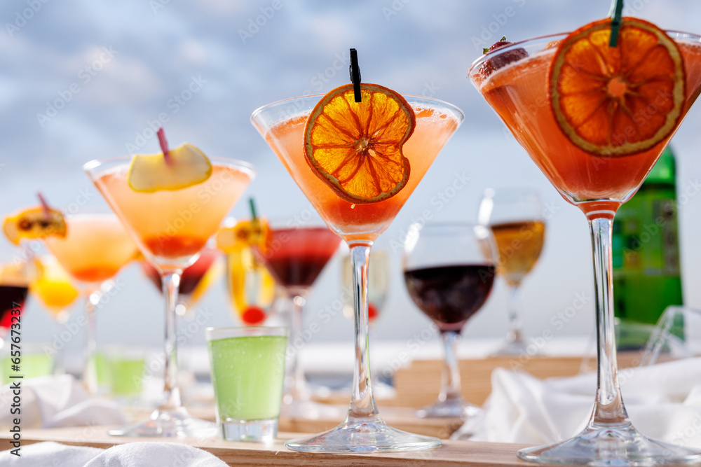 Cocktails in a martini glass. Cocktails in a martini glass.
