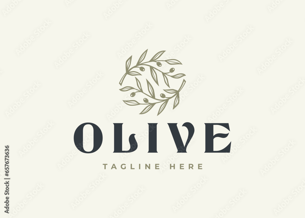 olive branch logo vector illustration - obrazy, fototapety, plakaty 