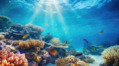 Underwater world. Coral reef and fishes in Red sea at Egypt © Oulailux