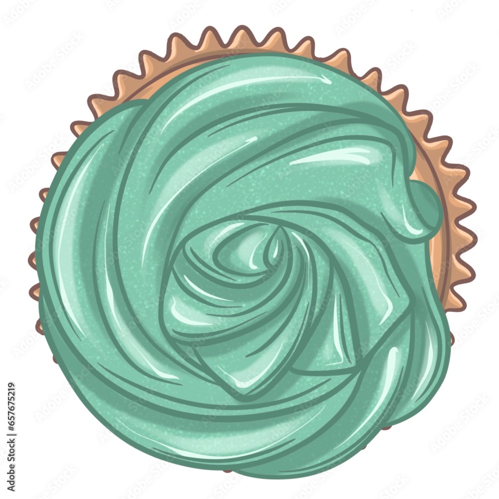 Fototapeta premium Cupcake. Vintage hand painting. Pastel colours.