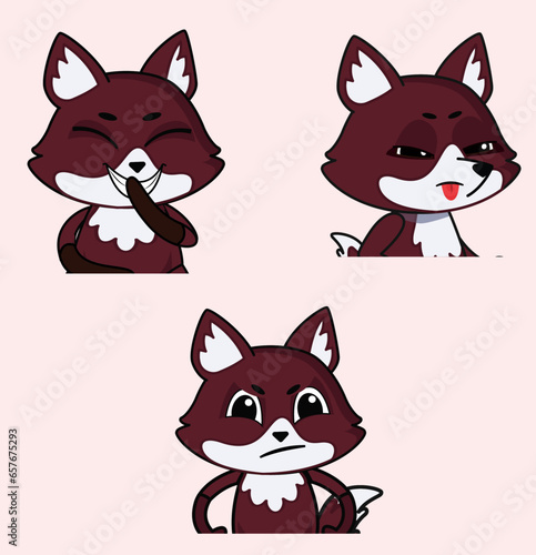 Set of 3 Cartoonish Fox
