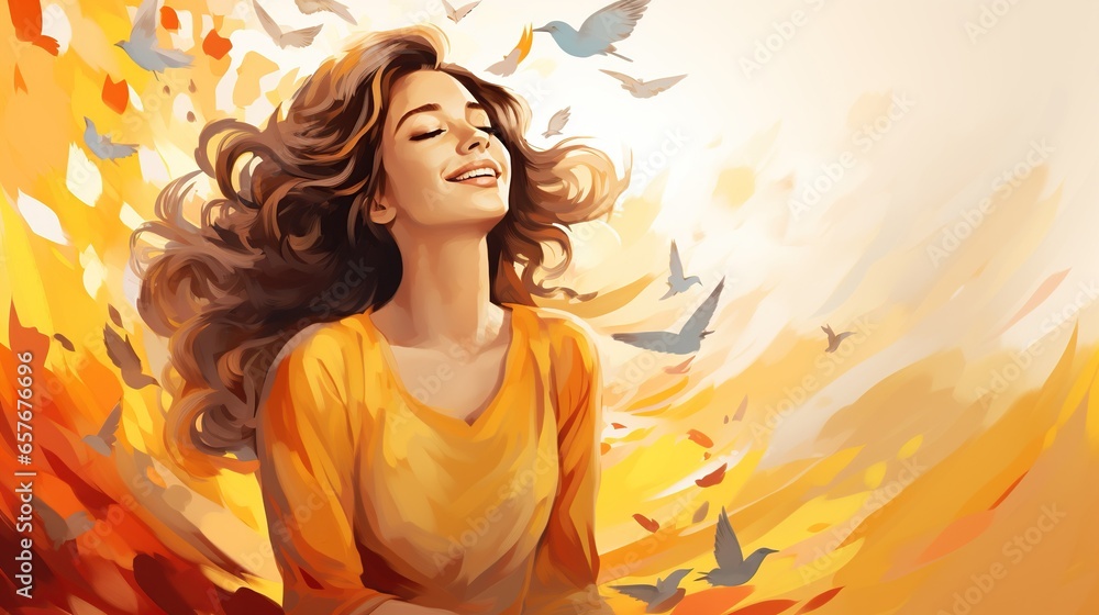 2D illustration colorfull depicting the concept of mental health, generative ai 2D illustration colorfull depicting the concept of mental health, generative ai