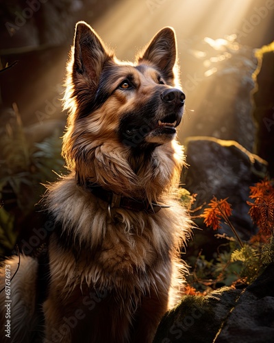 German Shepherd dog at sunset © Robert