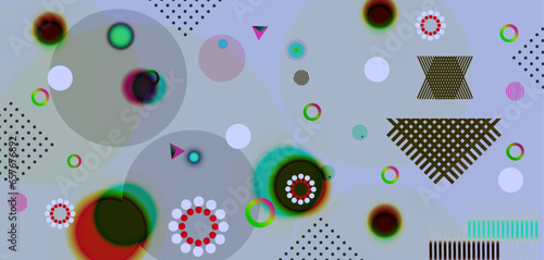 Abstract background with colorful circles and geometric elements, Modern abstract shapes design.