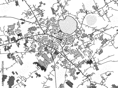 Greyscale vector city map of  San Pablo in the Philippines with with water, fields and parks, and roads on a white background.