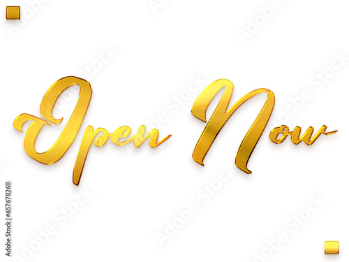 Open Now Gold Text Calligraphy Transparent PNG Image
