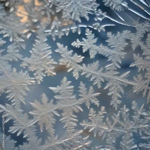 A microscopic view of intricate patterns formed by frost on a window pane during a cold winter morning3
