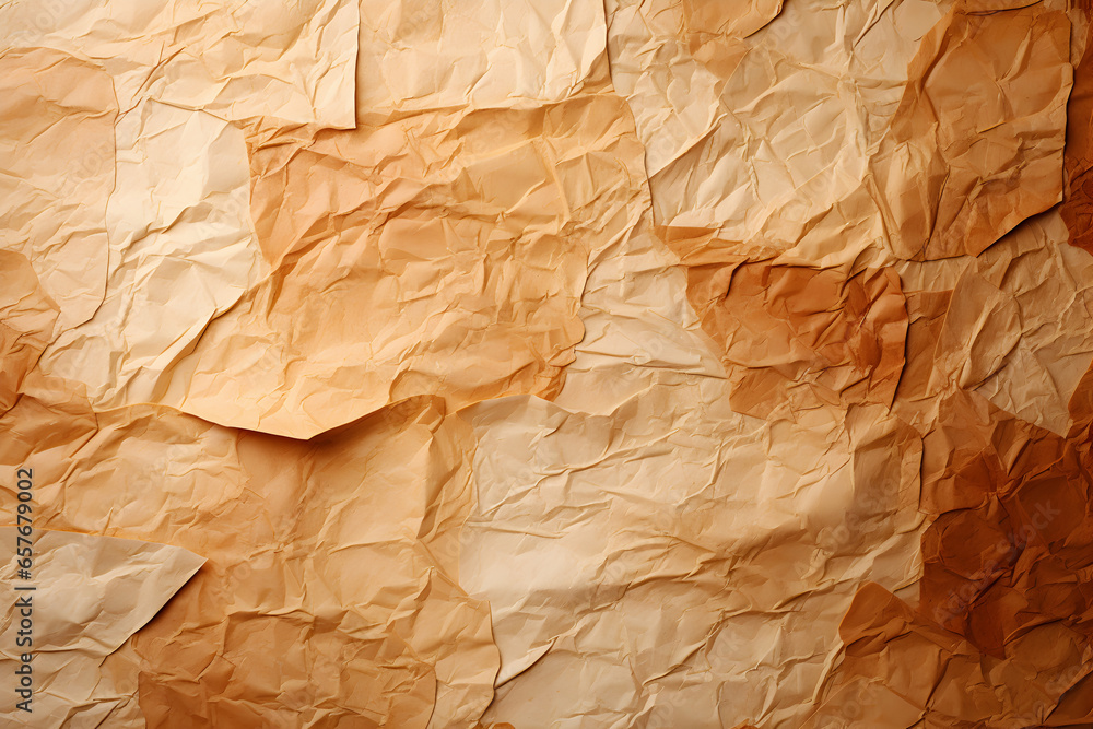 Fototapeta premium glued pieces of brown and beige craft paper background.