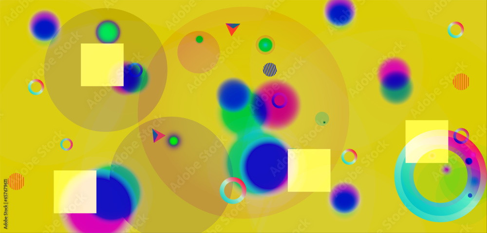 Abstract background with colorful circles and geometric elements,  Modern abstract  shapes design.