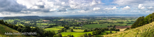 Panoramic view of the Severn Valley from Coaley Peak  Gloucestershire  England  United Kingdom