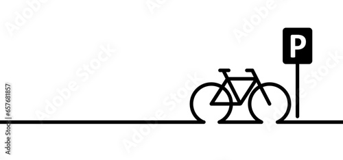parking, pin location logo. Letter P Parking Symbol. Cycling line pattern banner. Vehicle, traffic signboard. Cyclist logo sign. Cycling symbol. Vector bike. Mountain biker, touring route.