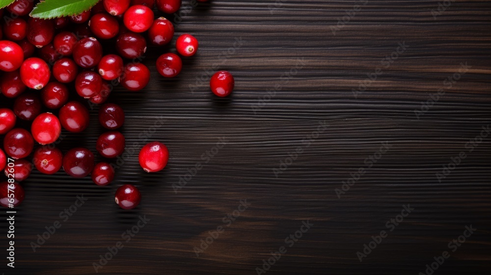 Fresh Organic Cranberry Berry Photorealistic Horizontal Background. Healthy Vegetarian Diet. Ai Generated Background with Delicious Juicy Cranberry Berry On Wooden Countertop with Copy Space. Fresh Organic Cranberry Berry Photorealistic Horizontal Background. Healthy Vegetarian Diet. Ai Generated Background with Delicious Juicy Cranberry Berry On Wooden Countertop with Copy Space.