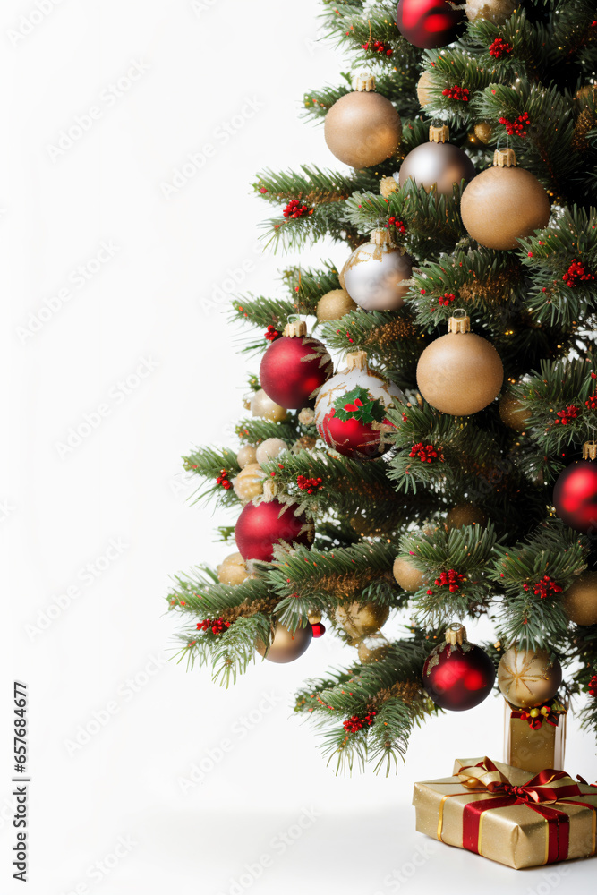 christmas tree with presents on white background christmas tree with presents on white background