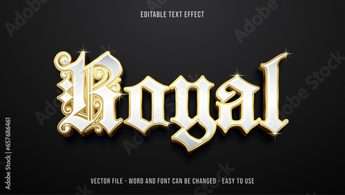 Golden white spark editable text effect, royal text style photo