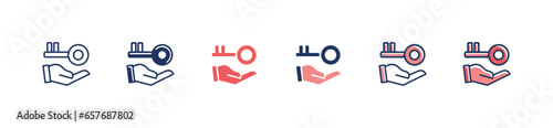 hand with business key solution problem solving icon vector mission strategy management creative idea signs illustration