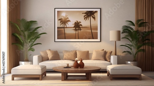 Interior design of a luxury livingroom Florida style.Generative AI