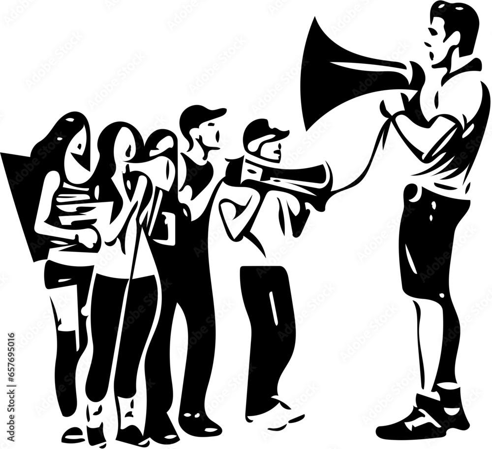 Fototapeta premium Protesters vector illustrations, people protesting for their rights, people marching 