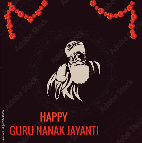 Vector Illustration,poster or banner of Guru Nanak Jayanti celebration.