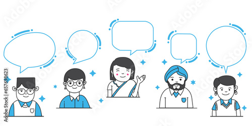working office employee with speech bubble vector isolated design